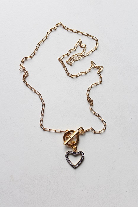 CZ Heart Pendant on Gold Plated Paper Clip Chain - The Sierra Necklace