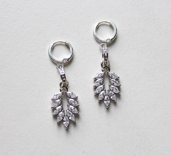 CZ Leaf Earrings - The Cara Earrings