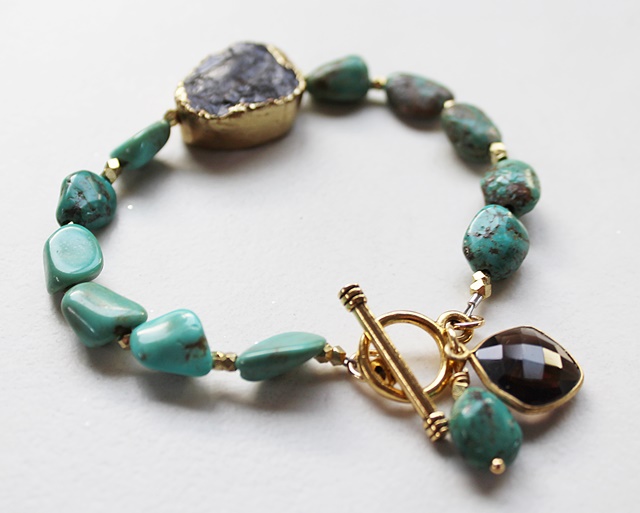 Turquoise and Smokey Quartz Bracelet - The Kymber Bracelet