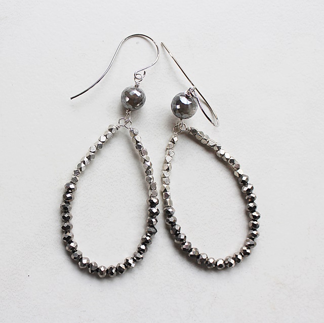 Pyrite and Sterling Silver Hoop Earrings - The Shayla Earrings