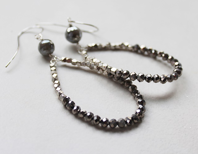 Pyrite and Sterling Silver Hoop Earrings - The Shayla Earrings