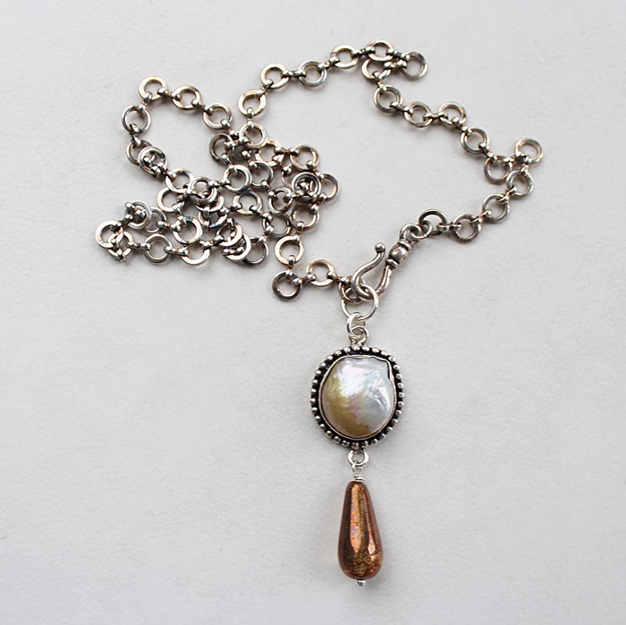 Mother of Pearl and Sterling Silver Clad Necklace - The Mariah Necklace