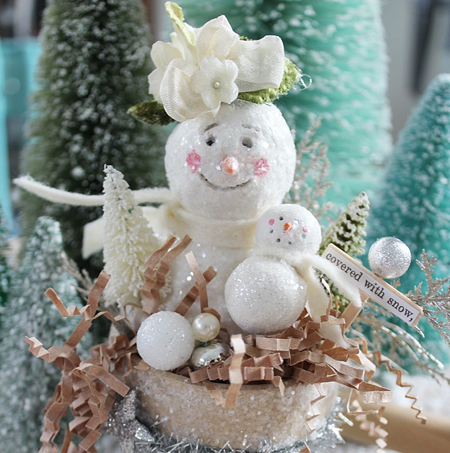 Momma Snowman and Baby Holiday Ornament