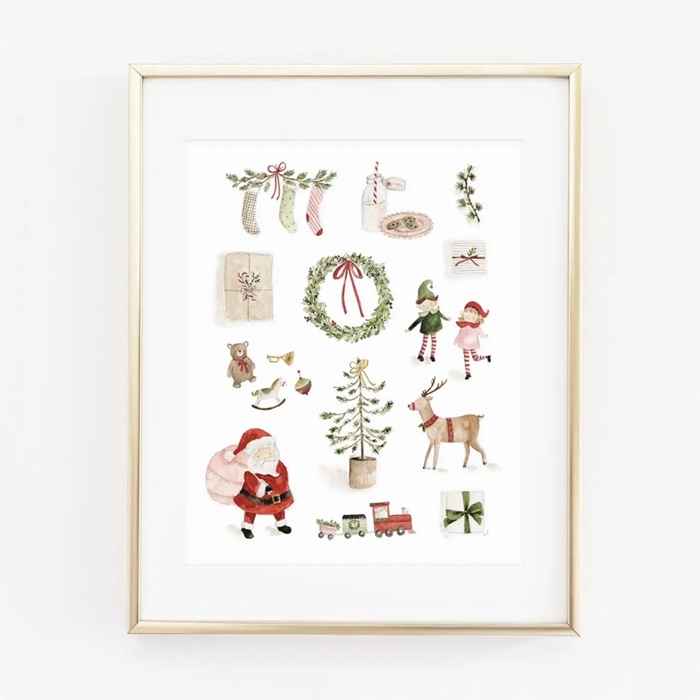 Santa's Workshop Watercolor Art Print
