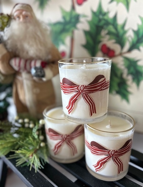 RED BOW Hand Poured Soy Holiday Candle