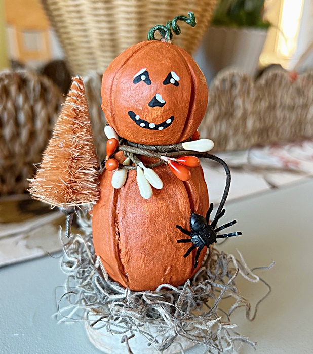 Falloween Clay Pumpkin w/Tree