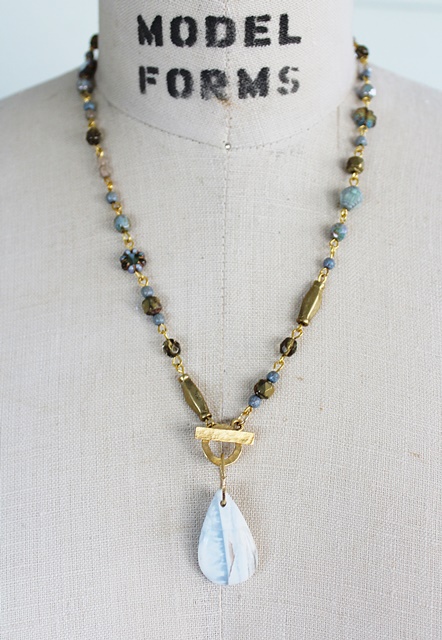 Blue Opal and Handmade Sequenced Chain Necklace - The Coco Necklace