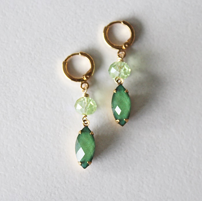 Vintage Cabachon and Czech Glass Earrings - The Dublin Earrings