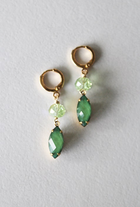 Vintage Cabachon and Czech Glass Earrings - The Dublin Earrings