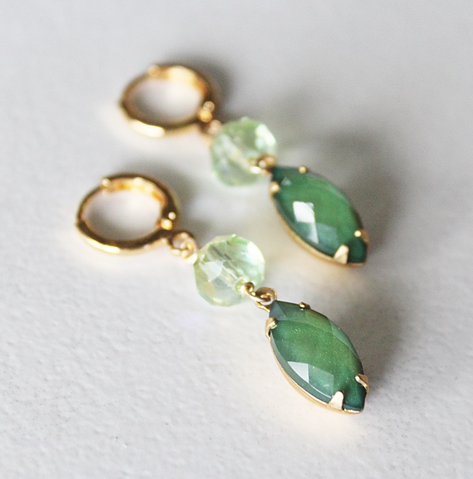 Vintage Cabachon and Czech Glass Earrings - The Dublin Earrings