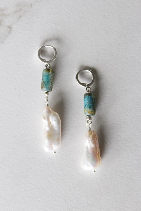 Fresh Water Pearl and Czech Glass Earrings - The Carrie Earrings