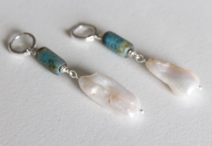 Fresh Water Pearl and Czech Glass Earrings - The Carrie Earrings