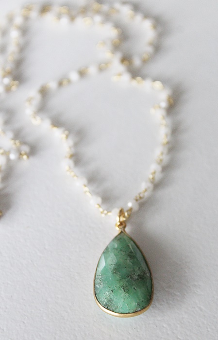 Moonstone and Chrysoprace Necklace - The Sligo Necklace