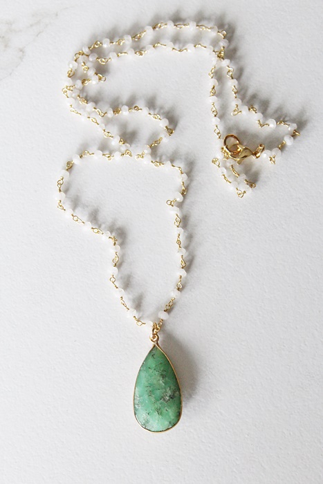 Moonstone and Chrysoprace Necklace - The Sligo Necklace