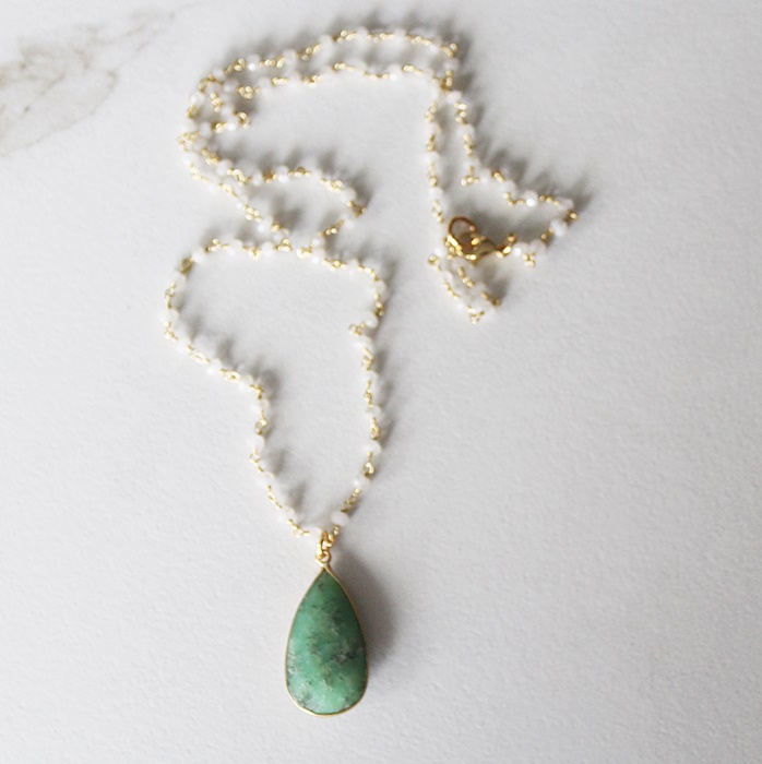 Moonstone and Chrysoprace Necklace - The Sligo Necklace