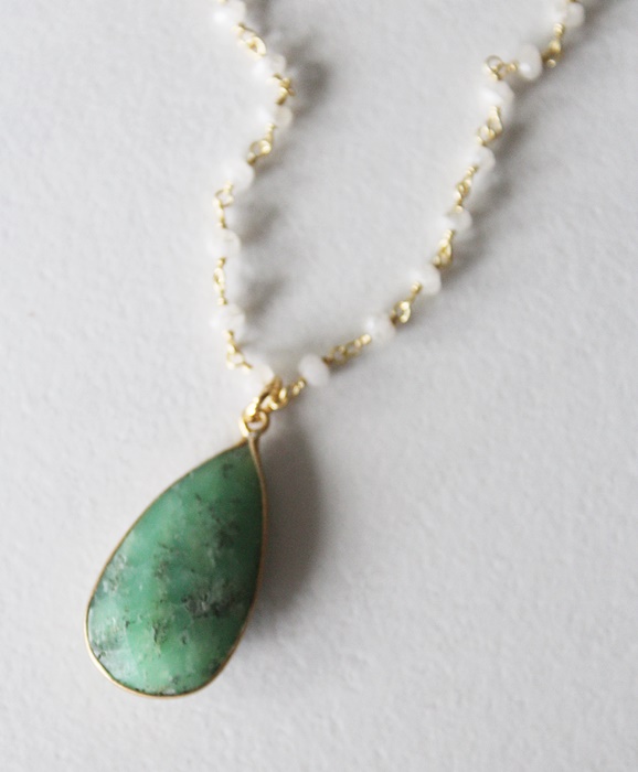 Moonstone and Chrysoprace Necklace - The Sligo Necklace