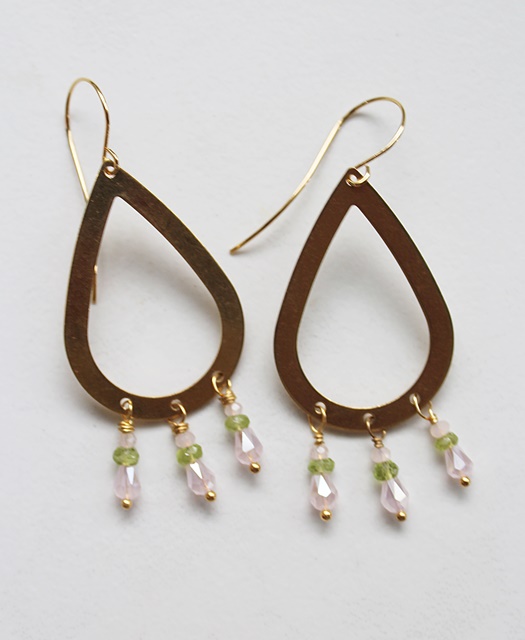Teardrop Brass Fringe Earrings - The Iris Earrings