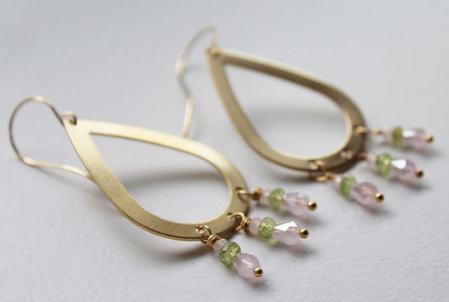 Teardrop Brass Fringe Earrings - The Iris Earrings