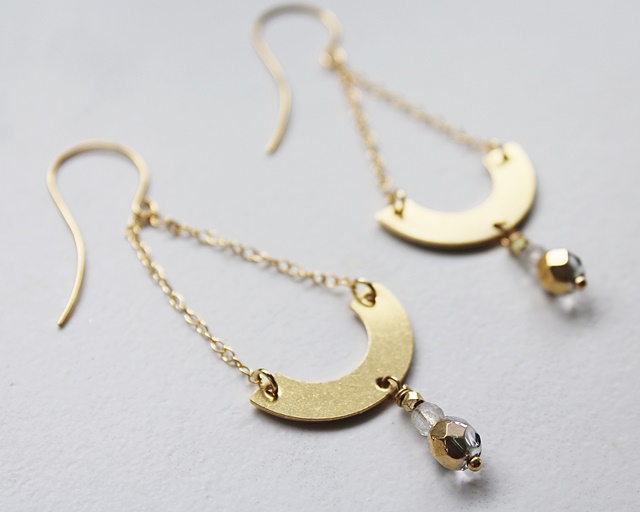 Brass and 14kt Gold Fringe Earrings - The Bari Earrings