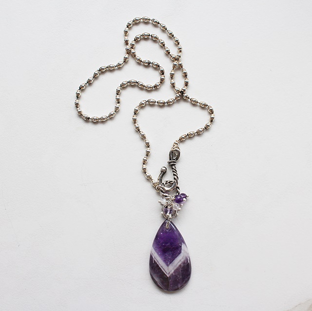 Amethyst Chevron Pendant Necklace - The February Necklace