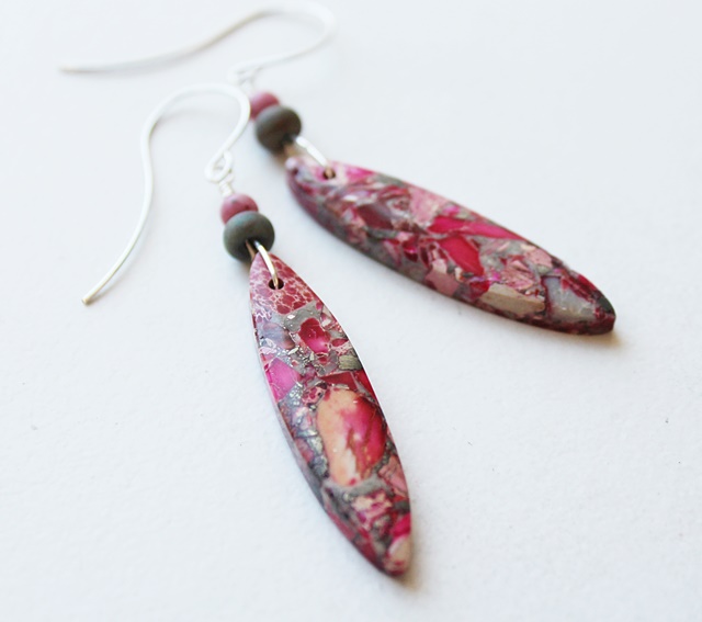 Pink Sea Sediment Jasper Earrings - The Bonaire Earrings