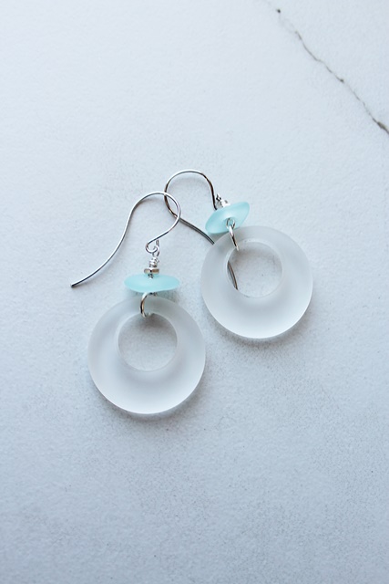 Clear Hoop Sea Glass Earrings - The Water Lily Earrings