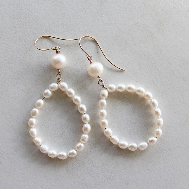 Fresh  Water Pearl Free Form Hoop Earrings - The Jacquiline Earrings
