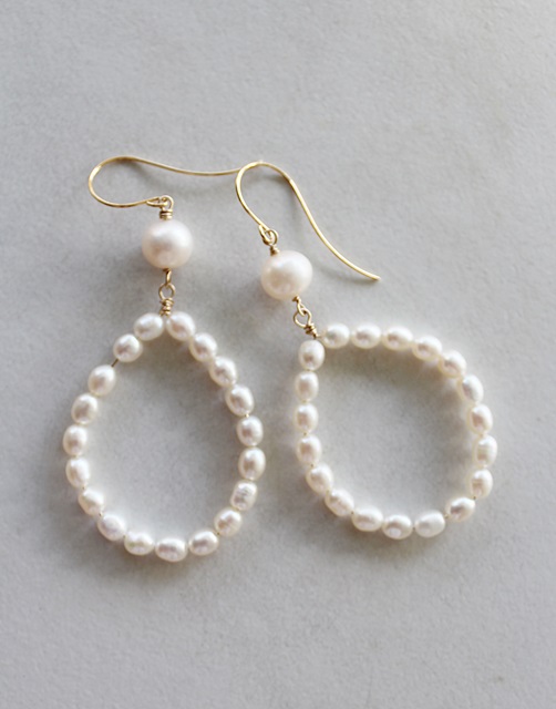 Fresh  Water Pearl Free Form Hoop Earrings - The Jacqui Earrings