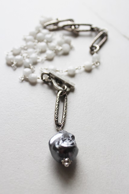Moonstone and Baroque Pearl Necklace - The Layla Necklace