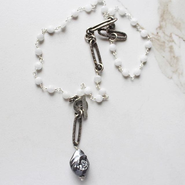 Moonstone and Baroque Pearl Necklace - The Layla Necklace
