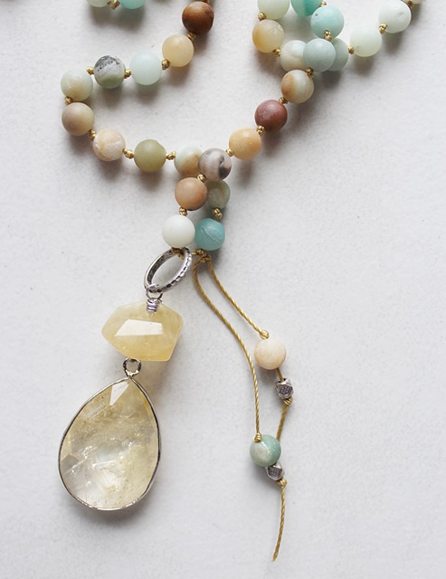 Amazonite and Citrine Pendant Necklace - The Sun Coast Necklace
