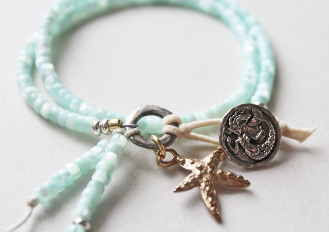 Aqua Mother of Pearl Mermaid Beach Bracelet - The Bayshore Bracelet