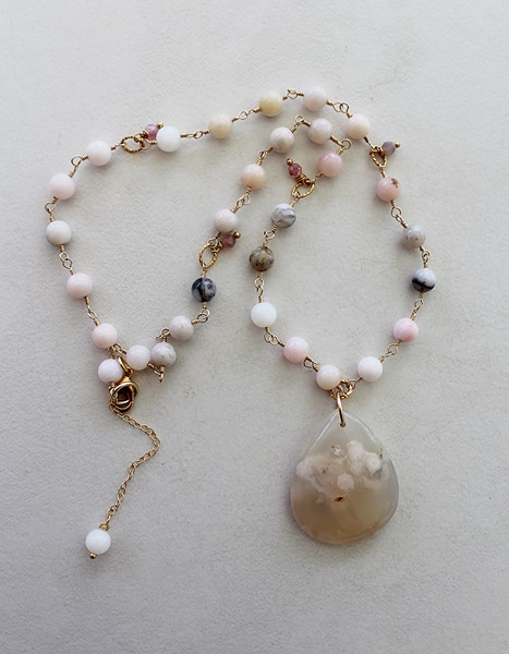 Pink Opal and Cherry Quartz Necklace - The Paola Necklace