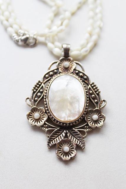 OOAK Mother of Pearl Pendant Necklace - The Martha Necklace