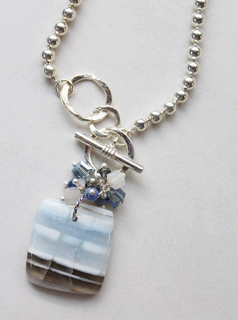 OOAK Blue Opal Cluster Pendant Necklace - The Stephanie Necklace