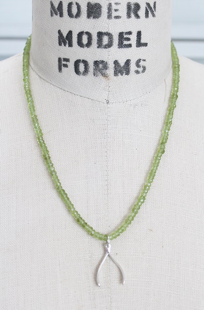 OOAK Wishbone and Peridot Necklace - The Lucky Necklace