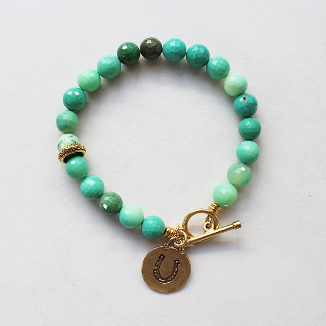 Austrailian Green Grass Agate Charm Bracelet - The Killarney Bracelet