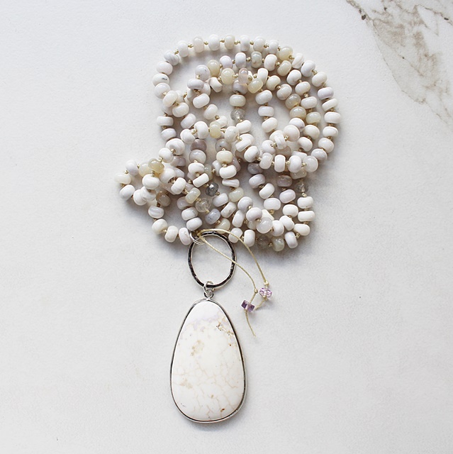 OOAK  Agate Long Layering Knotted Necklace - The Willa Necklace
