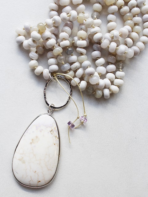 OOAK  Agate Long Layering Knotted Necklace - The Willa Necklace