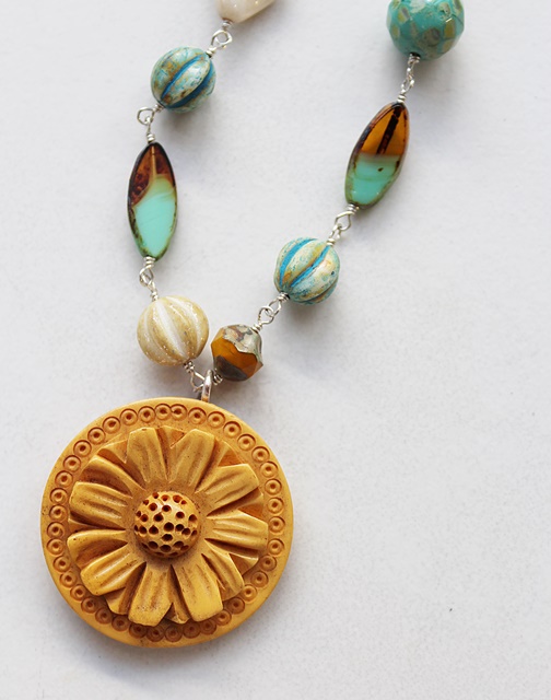 Mixed Glass Necklace - The Sunflower Necklace