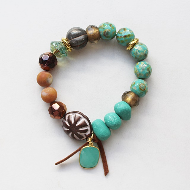 Gemstone and Glass Stretch Bracelet - The Spring Collection