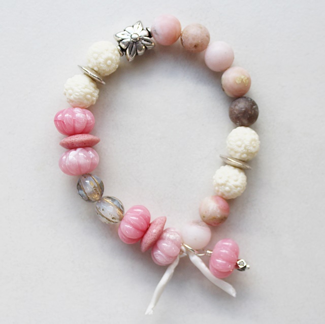 Gemstone and Glass Stretch Bracelet - The Spring Collection