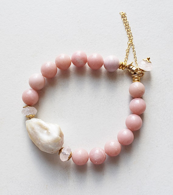 Pink Opal and Baroque Pearl Bracelet - The Pearl Bracelet