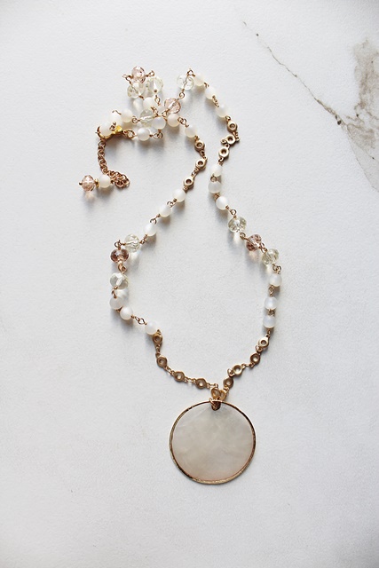 Capiz Pendant and Glass Necklace - The Capiz Necklace