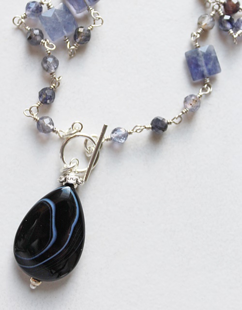 Iolite and Agate Pendant Necklace - The Moon Necklace