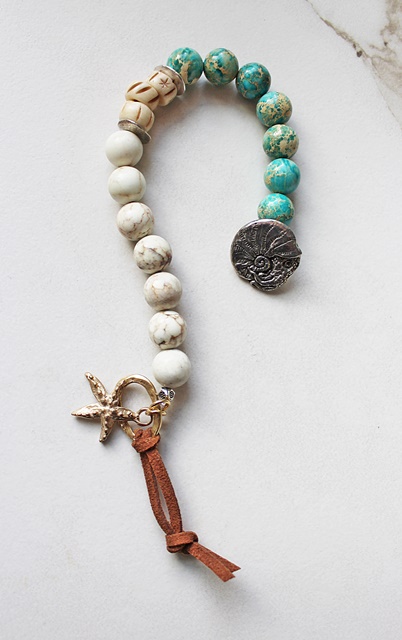 Ocean Jasper and Magnesite Button Bracelet - The St. Augustine Bracelet
