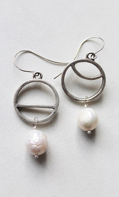 Fresh Water Pearl and Silver Earrings -  The Penny Earrings