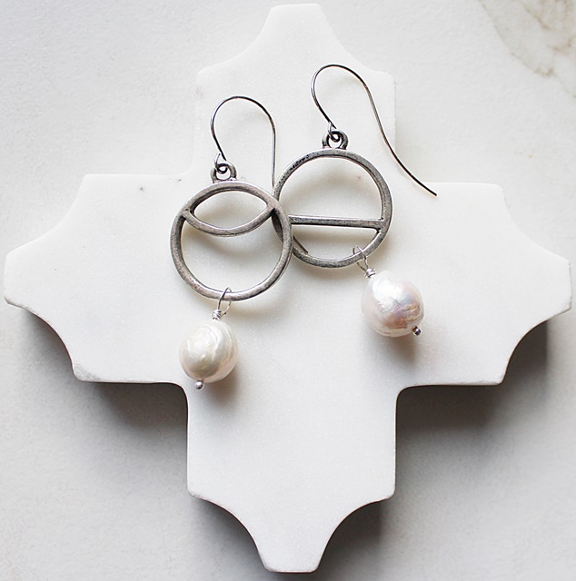 Fresh Water Pearl and Silver Earrings -  The Penny Earrings