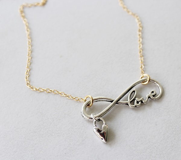 Mixed Metal Love Pendant Necklace - The Summer Love Necklace