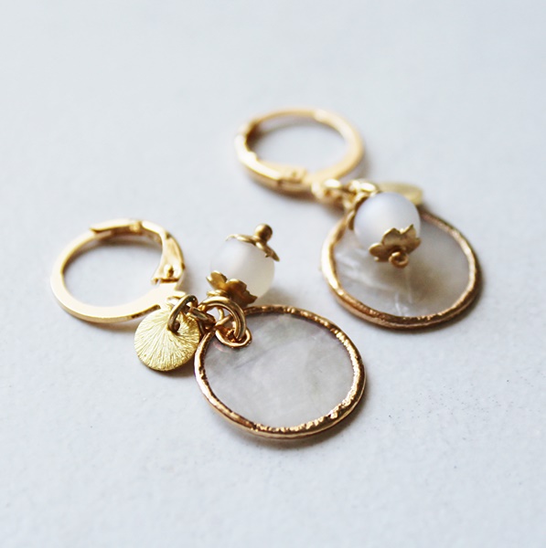 Capiz, Glass, and 14kt Gold Filled Earrings - The Capiz Earrings